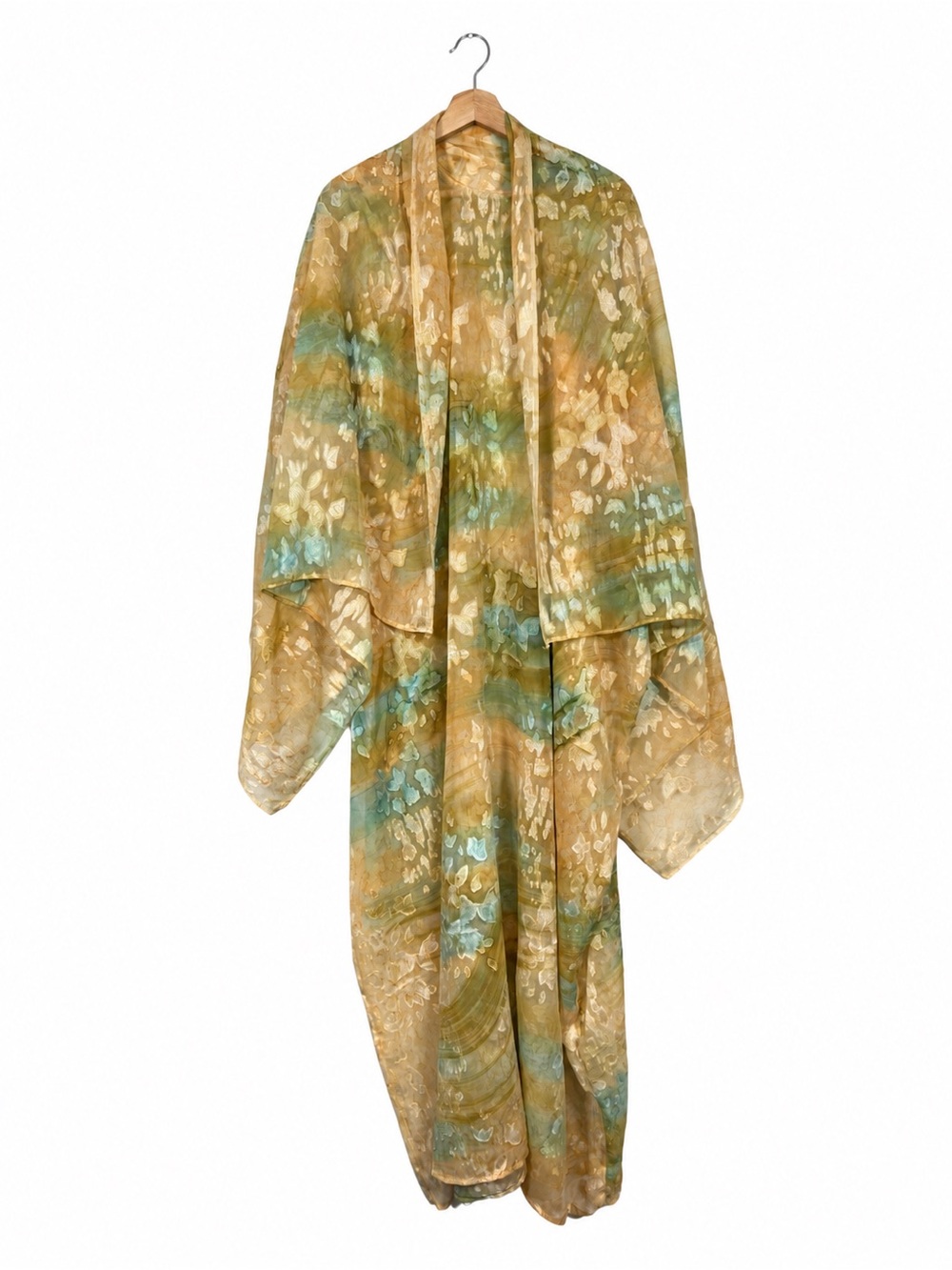 Women's Sheer Abstract Kaftan Dress & Shawl Boho Vacation Whimsy Formal Elegant